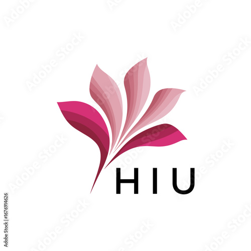 HIU Elegant Floral Abstract Logo Design, HIU Later Logo, Creative Minimal Nature Logo 
