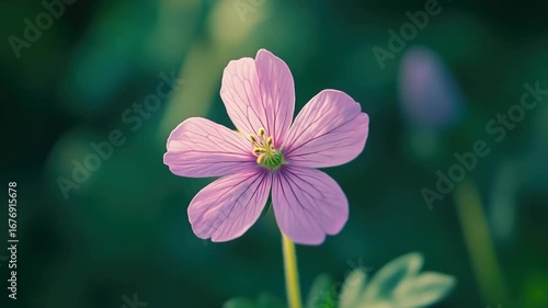 Purple Flower on Green Leaves