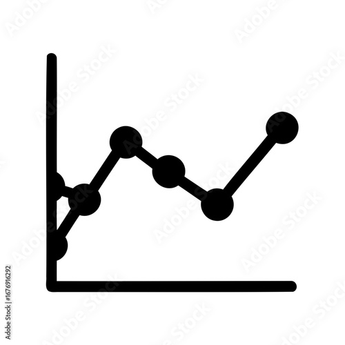 Simple Line Graph Icon Showing Fluctuating Growth with Horizontal and Vertical Axes