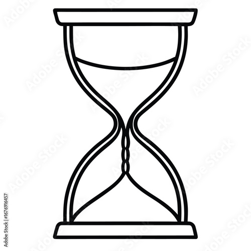 Outline Drawing of an Hourglass with Sand Flowing, Traditional Timekeeper Illustration
