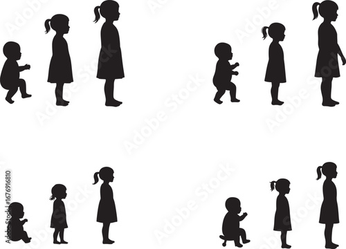 Silhouette Illustration of a Child s Growth Stages from Baby to Girl
