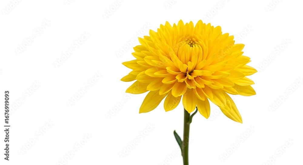 Naklejka premium Vibrant yellow chrysanthemum flower blooming brightly isolated on for spring and summer decor