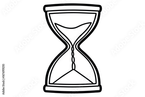 Stylized Black and White Illustration of an Hourglass with Visible Sand Flowing Downward