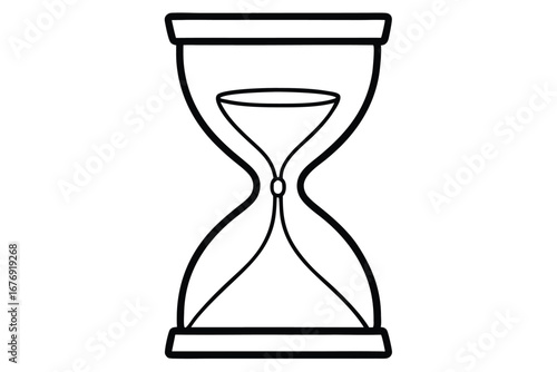 Minimalist Hourglass Illustration Black Outline of Sand Timer for Design Elements and Concepts