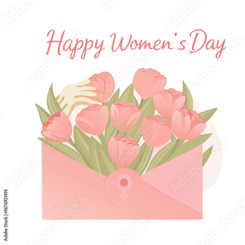 Happy Womens Day Celebration with Flowers