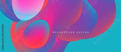 Abstract fluid shapes, vibrant colors blend. Dynamic composition creates modern background design. Smooth gradients, eyecatching visuals.
