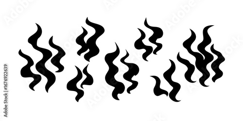 Abstract Swirling Smoke Wisps black doodle