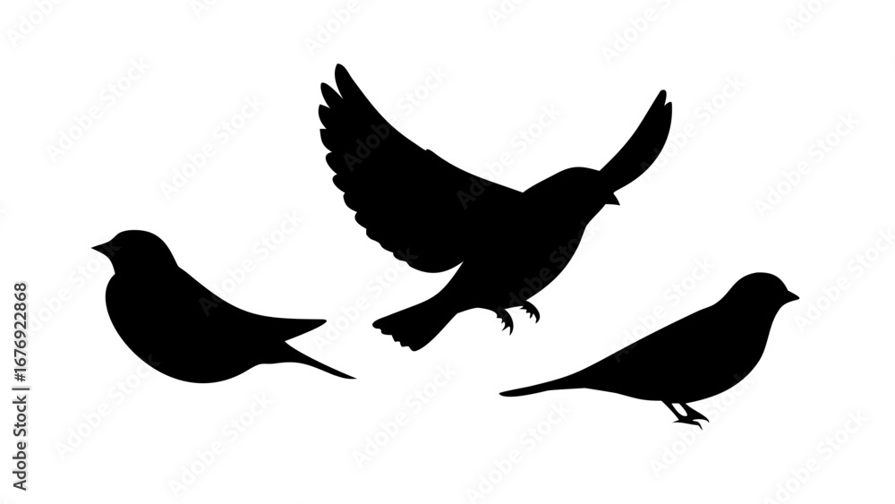 Obraz premium Black Silhouette of a Bird in Flight wings freedom