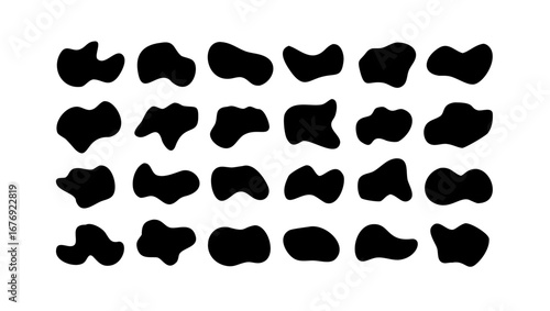 Black irregular letter A shapes abstract alphabet