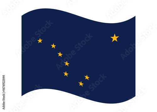 Wavy Flag of Alaska, isolated on transparent background. Civil and state flag of Alaska. Vector illustration