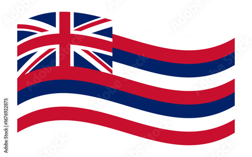 Wavy Flag of Hawaii, isolated on transparent background. Civil and state flag of Hawaii. Vector illustration