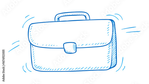 Blue briefcase doodle drawing simple