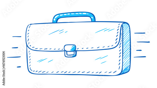Blue briefcase doodle business travel