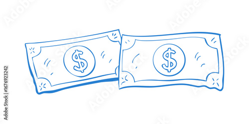 Blue dollar bills doodle money finance
