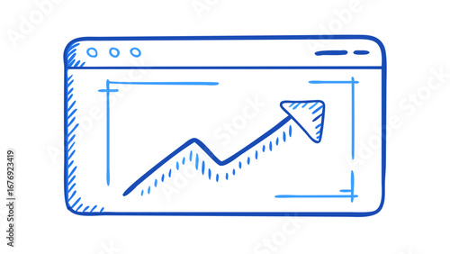 Blue graph with upward trend arrow chart
