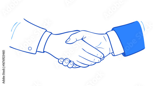 Blue handshake agreement business partnership