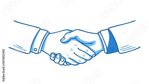 Blue handshake agreement business partnership