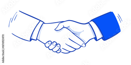 Blue handshake agreement business partnership