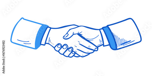 Blue handshake doodle agreement business