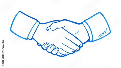 Blue handshake doodle agreement business