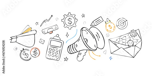 Business Icons and Symbols finance doodle