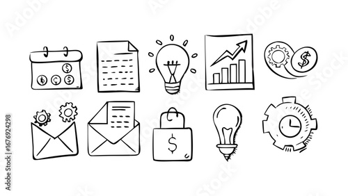 Business Icons Doodle Collection finance