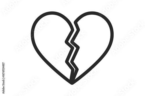Broken heart line icon. Heartbreak symbol. Concept of a love crisis, divorce or depression. Sadness and pain sign. Vector illustration for emotional concepts and feelings.