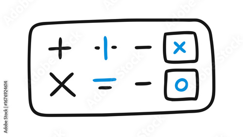 Calculator with math symbols addition subtraction