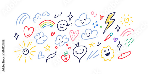 Cheerful doodle elements cartoon cute