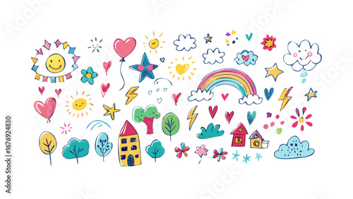 Cheerful Doodle Elements Collection hand drawn doodles