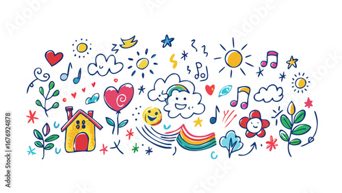Cheerful doodle elements illustration colorful
