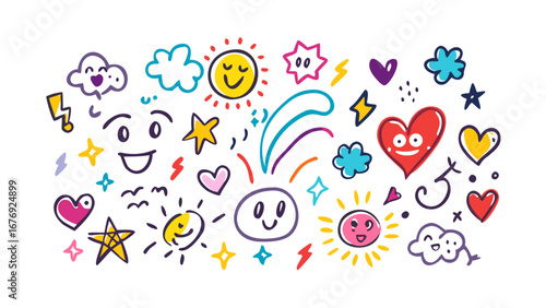 Cheerful doodle elements illustration happy