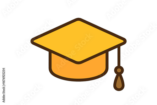 Graduation cap vector icon for education. Mortarboard symbol for university, college, school. Academic hat illustration for commencement, diploma, degree ceremony and achievement.