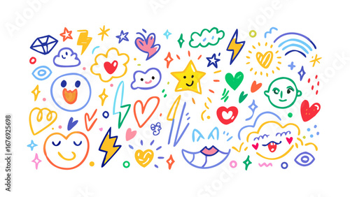 Colorful doodle elements abstract shapes