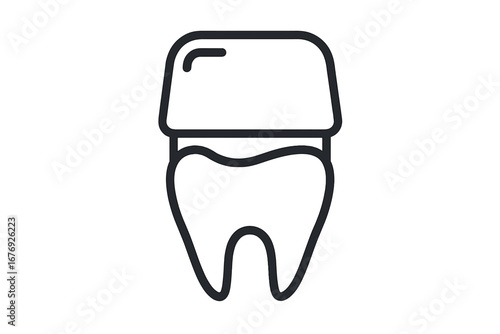 Dental crown line icon. Tooth restoration, stomatology concept. Dentistry, oral care, and hygiene symbol. Vector illustration for clinic, web, app. Tooth repair procedure.
