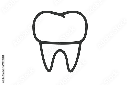 Dental crown outline icon. Tooth symbol for graphic design. Vector illustration for dentistry, stomatology clinic, and oral health care. Medical tooth implant, root sign.
