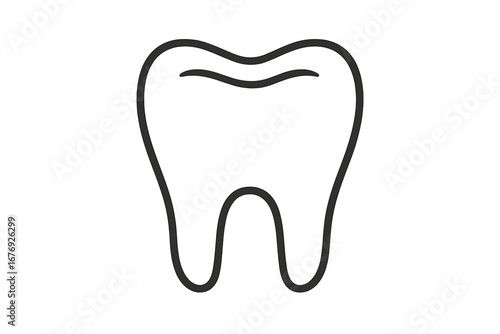 Tooth icon for dentist and dental clinic. Vector line art of molar for oral hygiene and health care. Simple clean symbol for web design, apps and logotype illustration.