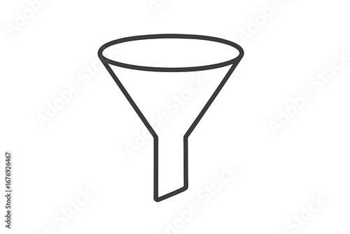 Minimalist Funnel Icon Outline Vector, Thin Line Filtration Symbol for Web, Apps, Infographics, Data Analysis, Business Filters, Marketing Conversion, UI Design, Transparent Background