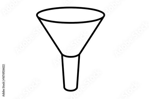 Funnel outline vector icon, linear style, isolated transparent background. Marketing sales funnel, filtering process, conversion strategy, business infographic, web, app, card design template