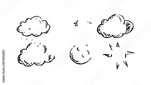 Comic Style Weather Cloud with Lightning Bolt storm