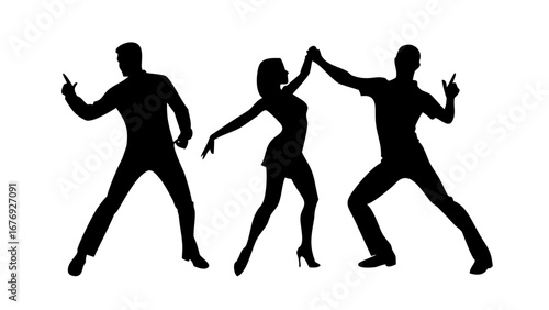 Couple dancing salsa with flowing dress latin dance