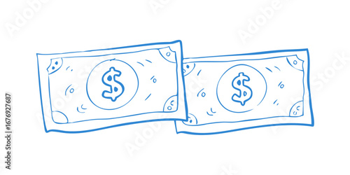 Doodle dollar bills money finance