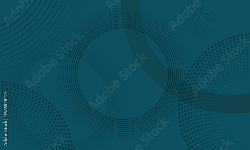 Abstract teal background with black circle rings - Dots dynamic abstract background - Geometric template modern style vector illustration for website landing page, banner, mobile apps, seminar