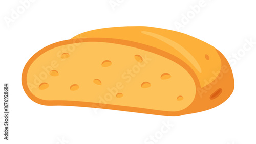 Golden bread slice with air pockets yellow orange