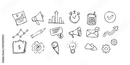 Hand drawn business doodles sketchy abstract