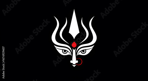 Creative icon of a trishula with a goddess eye a concept for navaratri durga puja festival religion tradition and spiritual hindu art