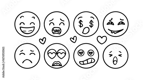 Hand Drawn Emoji Faces Collection illustration emotion