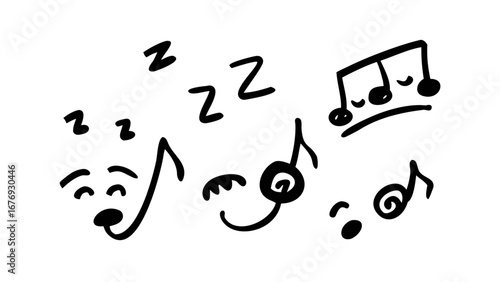 Hand Drawn Musical Notes and Symbols treble clef bass clef