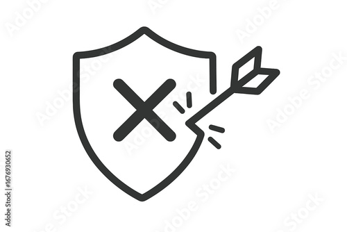 Virus in Computer Minimalistic Symbol, Web Graphic Design Icon, Malware, Data Security Threat, Technology Outline Illustration, Transparent Background, Banner Social Network App Concept