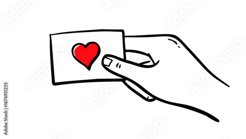 Hand holding red heart symbol love